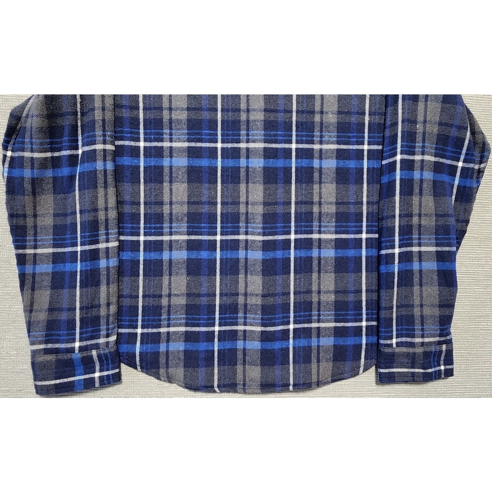 Eighth Avenue Men's Plaid Flannel Button Up Shirt Blue Gray XL - Picture 10 of 12